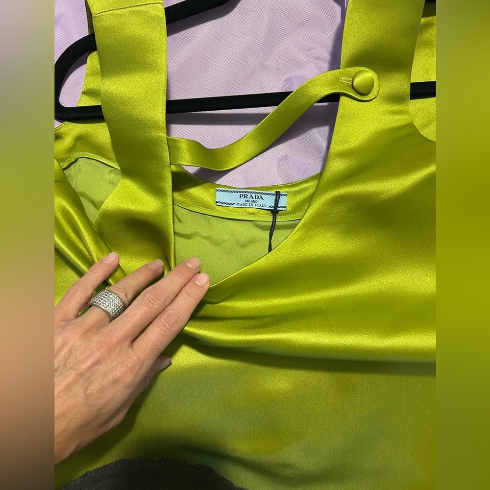 NWT Prada satin trapeze top in green size 4 - Picture 8 of 10